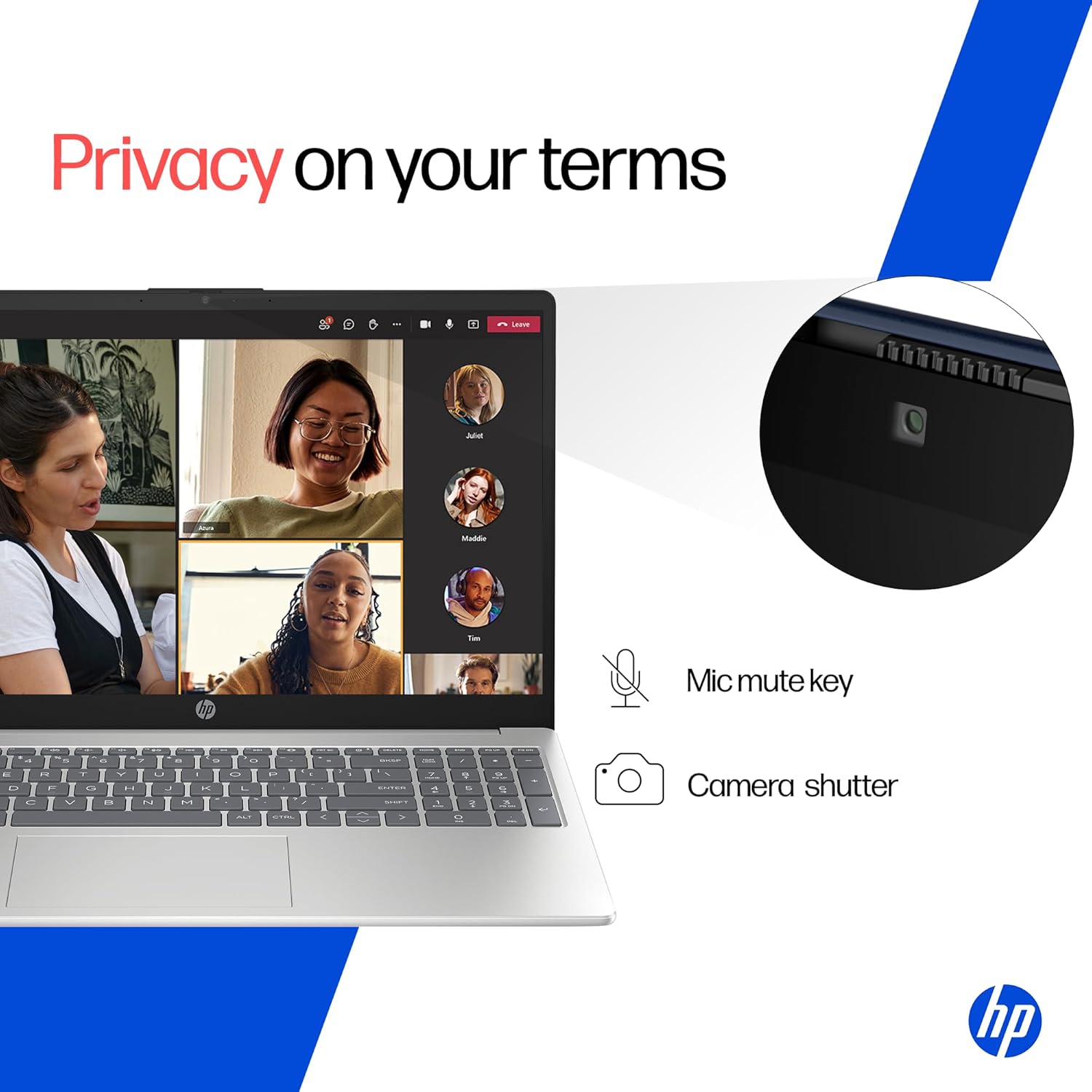 HP 15, AMD Ryzen 3 7320U (8GB LPDDR5, 512GB SSD) FHD, Anti-Glare, Micro-Edge, 15.6''/39.6cm, Win11, M365 Basic(1yr)* Office24, Silver, 1.59kg, fc0500AU, FHD Camera w/Privacy Shutter Laptop - Image 9