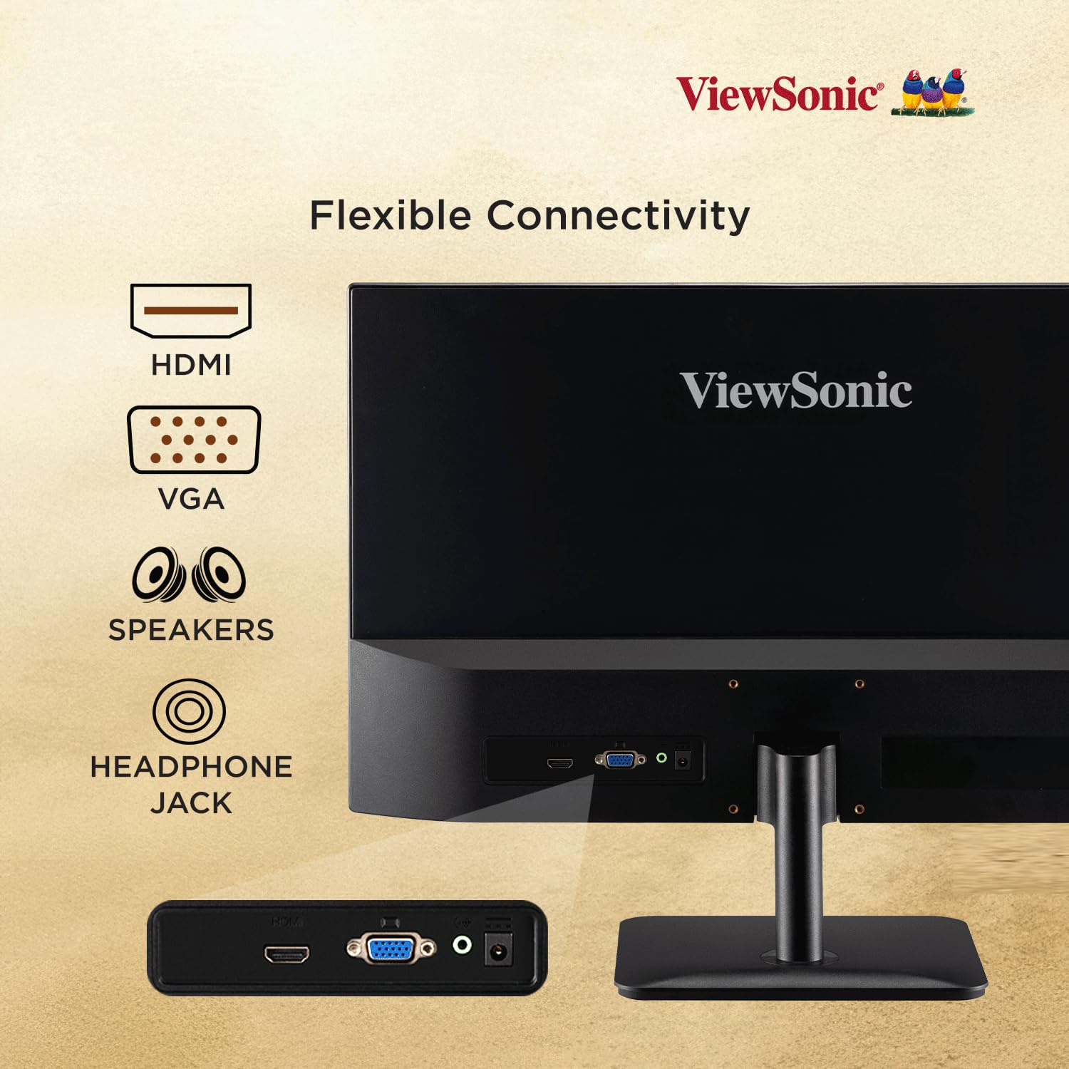 ViewSonic 27 Inch 1920 X1080 Pixels IPS Home and Office Monitor with 100Hz AMD Free Sync, Dual Speaker, Wall Mount, Bezelless, Eye-Care, FlickerFree, Srgb105%, HDMI, VGA - VA2732-MH - Image 7