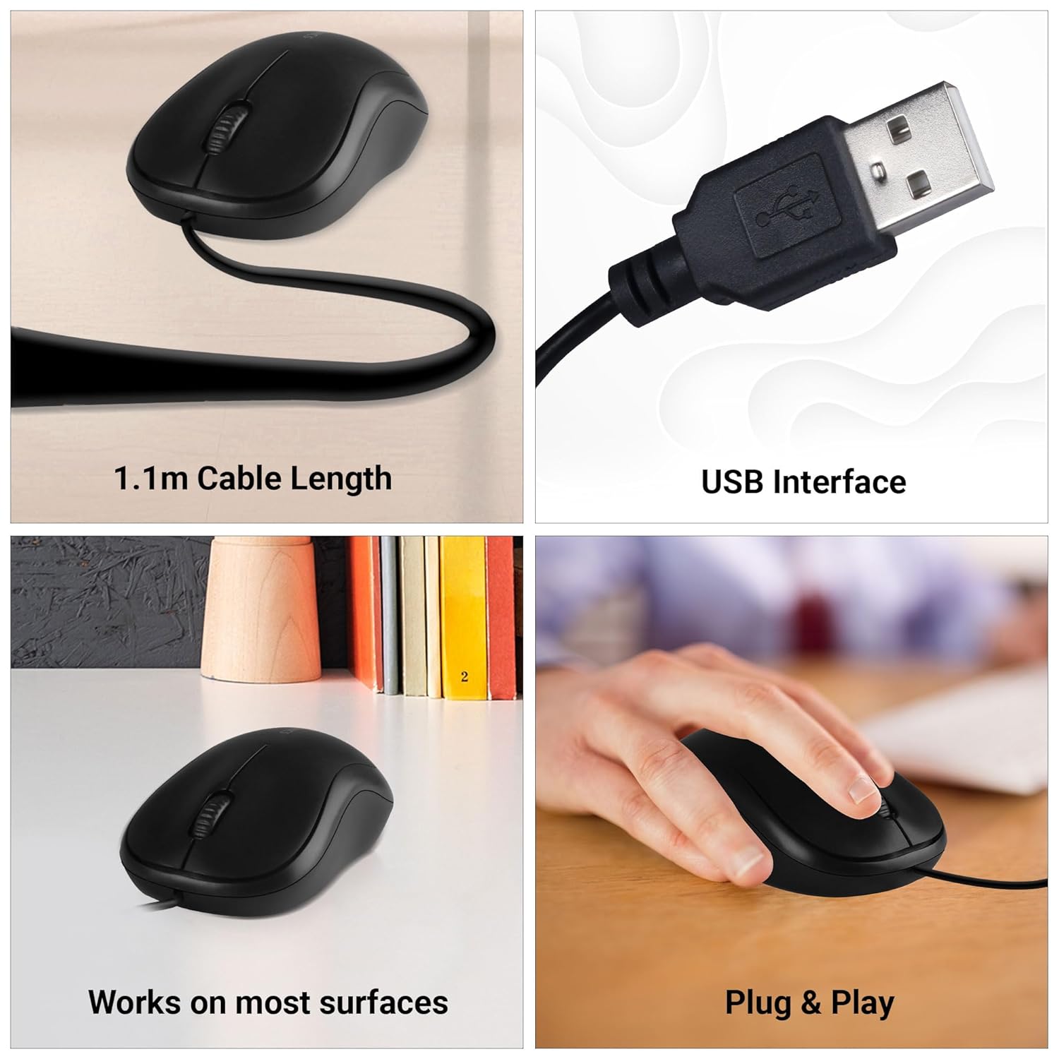 ZEBRONICS Zeb-Comfort Wired USB Mouse, 3-Button, 1000 DPI Optical Sensor, Plug & Play, for Windows/Mac, Black - Image 7