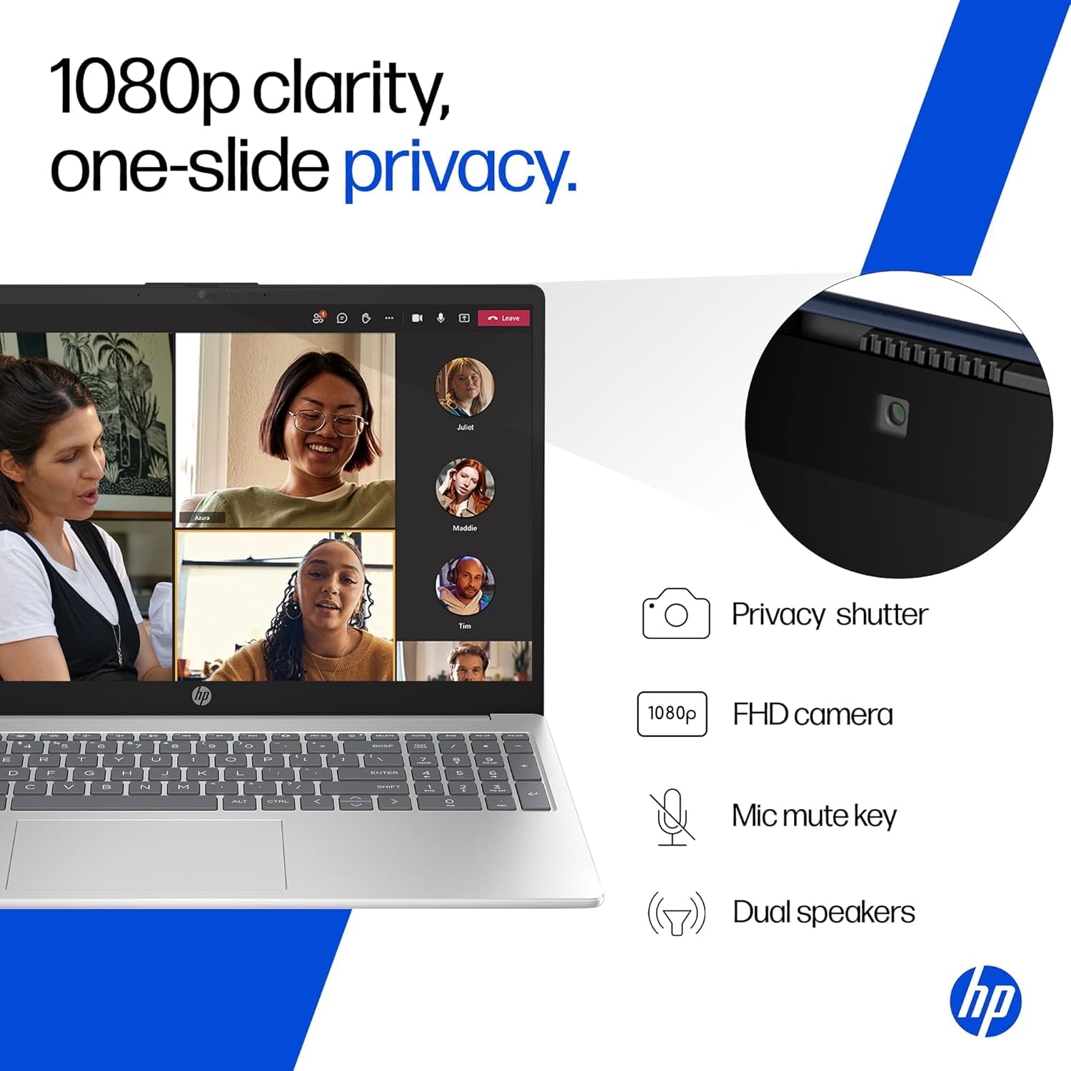 HP 15, Intel Core 5-120U (16GB DDR4, 512GB SSD) FHD, Anti-Glare, Micro-Edge, 15.6''/39.6cm, Win11, M365 Basic(1yr), Office Home24, Silver,1.59kg, fd0682tu, FHD Camera w/Shutter, BL Laptop - Image 8