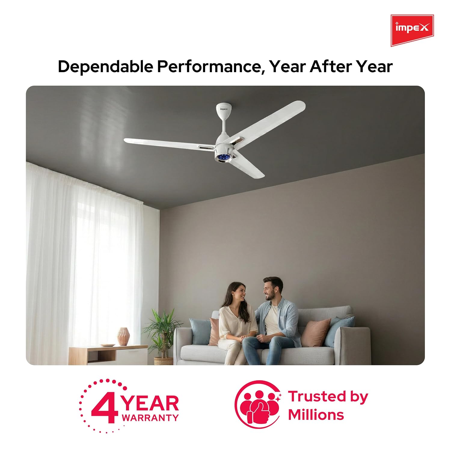 Impex 1200 mm BLDC Ceiling Fan with 7 Speed Remote Control and Timer Function | 5 star Rated Energy Efficient Ceiling Fan Up to 65% | Aluminium Body | | Atom Glow | 4 Year Warranty (White) - Image 9
