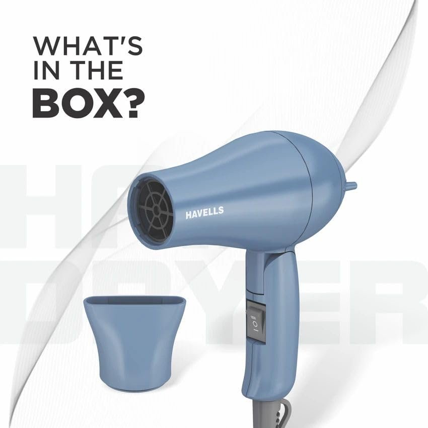 Havells 1000W Foldable Hair Dryer | 2 Heat Settings (Hot/Warm) | Heat Balance Technology | Pastel Blue | Your Perfect Blow Dry Companion For Effortless Hair Styling | HD1835 - Image 3