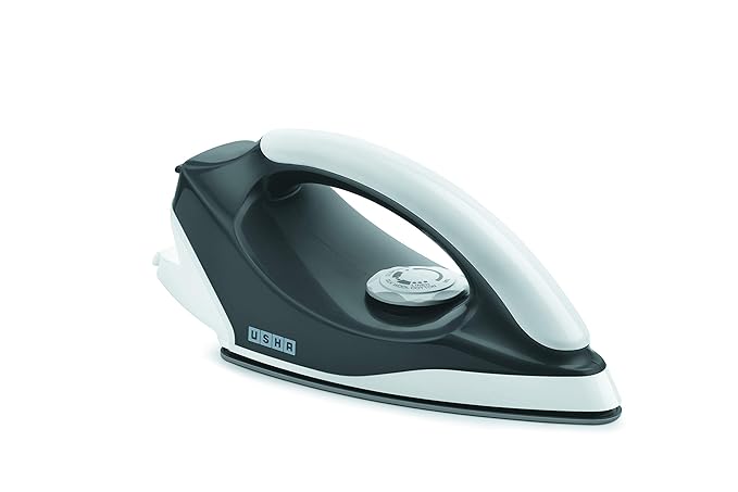 USHA Plastic Usha Aurora 1000Watt Dry Iron with Innovative Tail Light Indicator|Black Non Stick Soleplate for Longer Durability|Overheat Safety Shutoff|2 Years Warranty|(Grey & White),1000 Watts - Image 2
