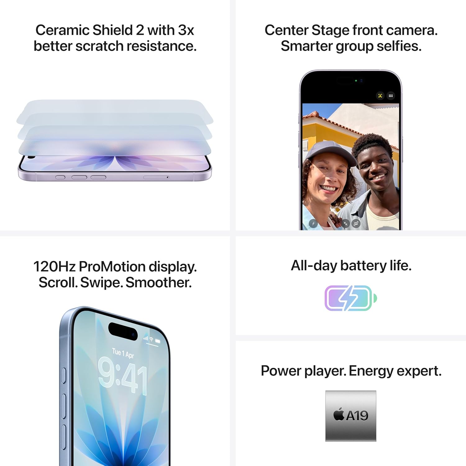 Apple iPhone 17 256 GB: 15.93 cm (6.3″) Display with Promotion, A19 Chip, Center Stage Front Camera for Smarter Group Selfies, Improved Scratch Resistance, All-Day Battery Life; Black - Image 6
