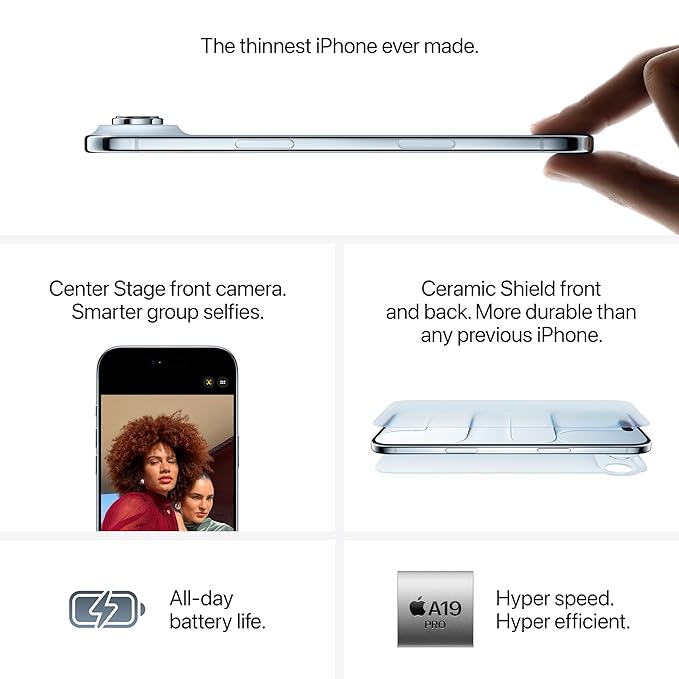 Apple iPhone Air 256 GB: Thinnest iPhone Ever, 16.63 cm (6.5″) Display with Promotion up to 120Hz, Powerful A19 Pro Chip, Center Stage Front Camera, All-Day Battery Life; Light Gold - Image 5
