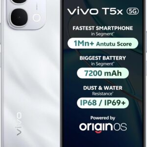vivo T5X 5G (Star Silver, 8GB RAM, 128GB Storage) | 7200mAh Battery | 50MP Dual Camera | 32MP Selfie Camera | 6.76" FHD+ 120Hz Display | Dimensity 7400 Turbo Processor