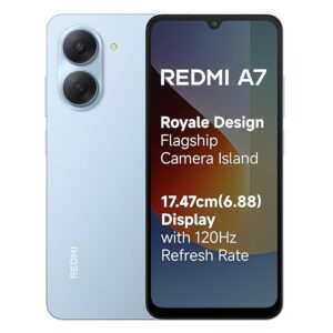 REDMI A7 4G (Sky Blue, 3 GB RAM, 64GB Storage) | Large 17.48cm (6.88) Smooth 120Hz Display | 5200mAh 2-Day Battery | Royale Design | Charger in the Box | 17.48cm (6.88) 120Hz Display, 5200mAh 2-Day Battery, Royale Design, Charger in the Box