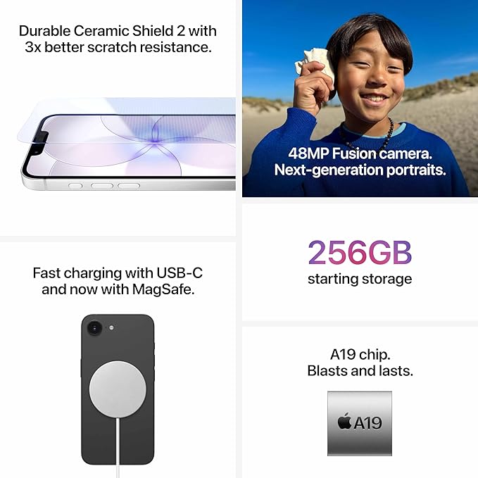 Apple iPhone 17e 256 GB: 15.40 cm (6.1″) Super Retina XDR Display, A19 Chip, All-Day Battery Life, 48MP Fusion Camera, 256GB Starting Storage; Black - Image 6
