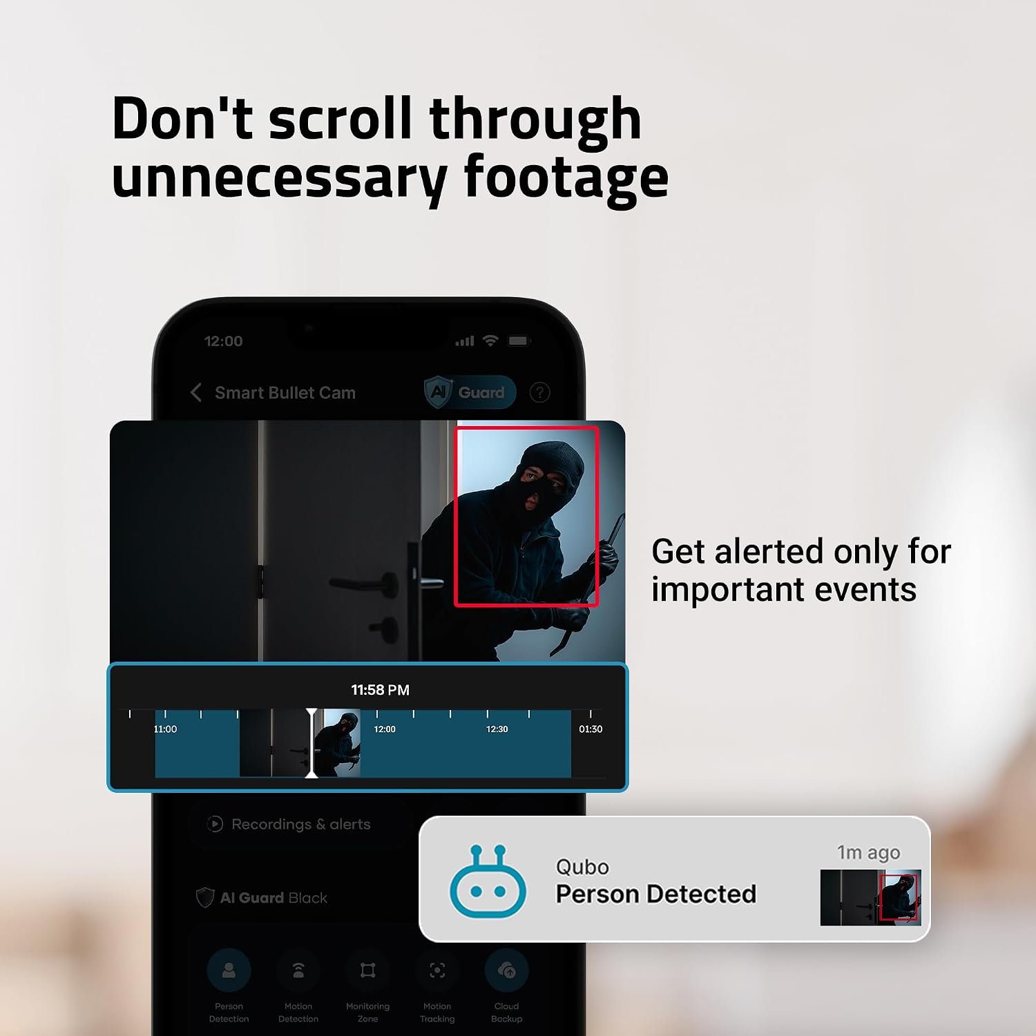 Qubo Smart Cam 360° 3MP by Hero Group | AI Guard Pro (12-Month Plan) | Cloud Backup | AI-Person Detection | Intruder Alarm | Color Night Vision | Records Directly on Cloud | No SD Card Required - Image 4