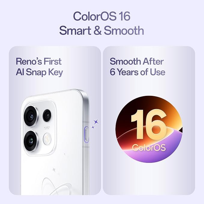 Oppo Reno16c 5G (Stellar Purple, 8GB, 128GB) | 50MP 3.5X Telephoto Camera | 4K Video | AI Remix Collage | 7000mAh 80W SUPERVOOC | ColorOS 16 | IP69K | Dimensity 7300 - Image 2