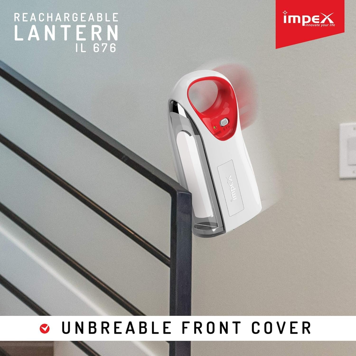 Impex Plastic LED Lantern Emergency Light IL 676 NEON White - Image 5