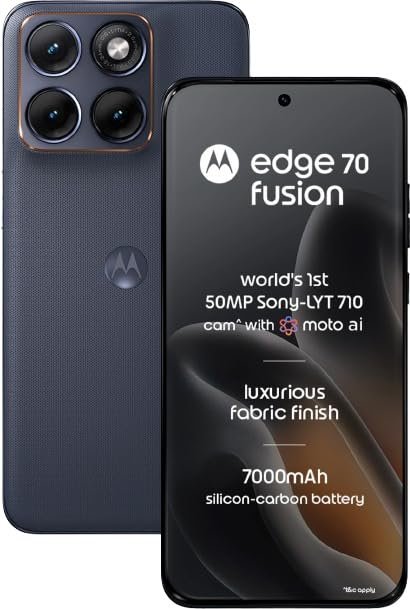 Motorola Edge 70 Fusion (Pantone Silhouette, 12GB RAM, 256GB Storage) | 6.78" 144Hz AMOLED | Snapdragon 7s Gen 4 | 50MP OIS + 13MP Camera | 32MP Selfie | 7000mAh Battery | 68W TurboPower |