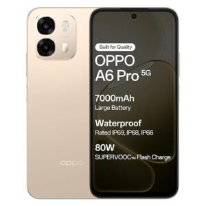 OPPO A6 Pro 5G Smartphone, 7000mAh Battery, 80W Fast Charging,16MP Front Camera & 50MP Triple Camera,144Hz Display, MediaTek 6300 Mobile Platform,IP69，Aurora Gold：8 GB + 128 GB